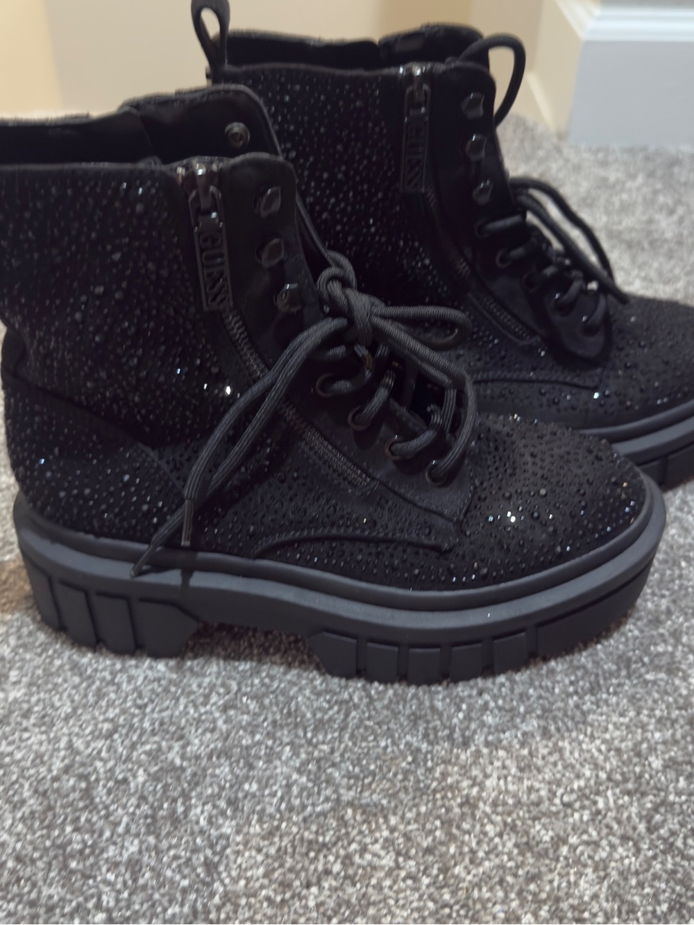 Embellished combat boot